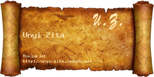 Unyi Zita névjegykártya